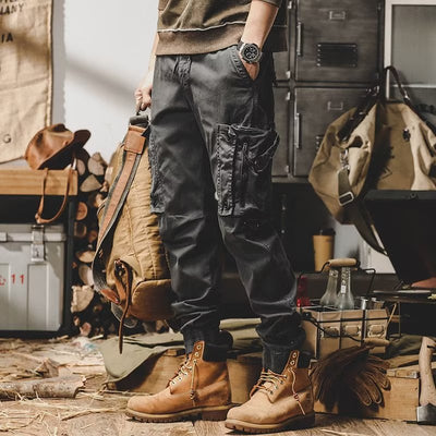 Pantalon cargo ample pour homme avec braguette zippée et bouton-pression