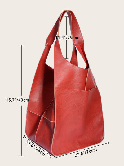 Simple Soft Leather Large Capacity One Shoulder Portable Tote