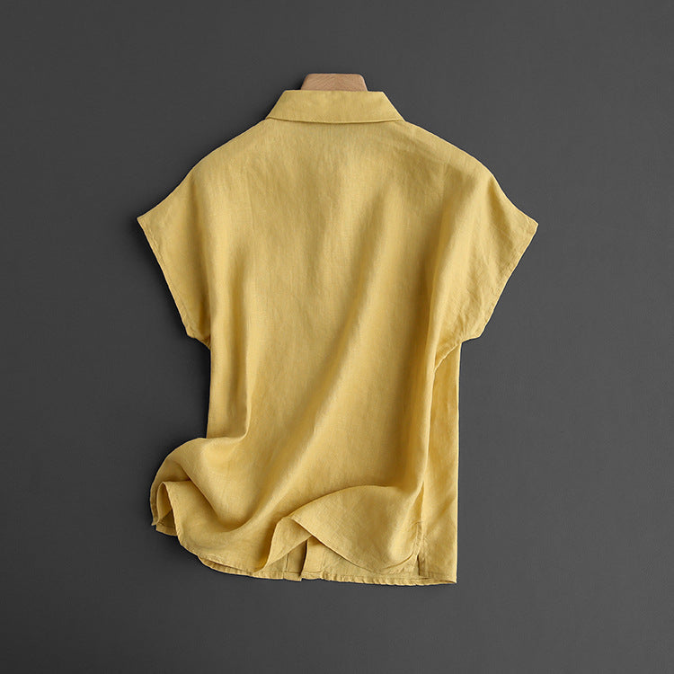 Chemise à manches courtes 100 % lin 