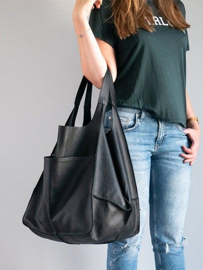 Simple Soft Leather Large Capacity One Shoulder Portable Tote