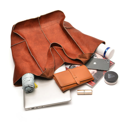 Simple Soft Leather Large Capacity One Shoulder Portable Tote