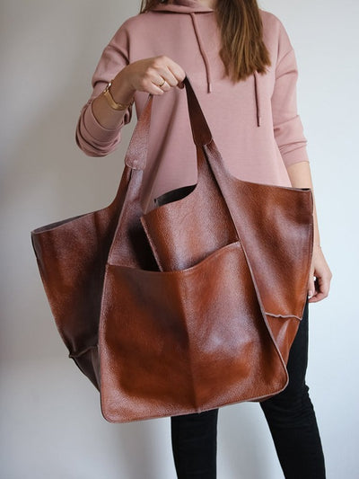 Simple Soft Leather Large Capacity One Shoulder Portable Tote