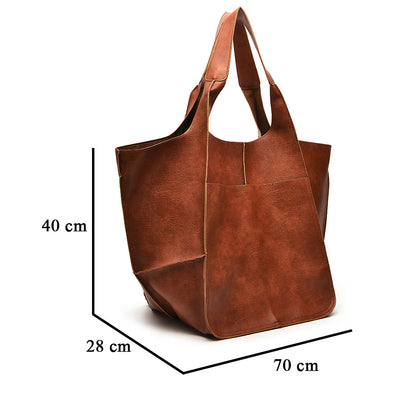 Simple Soft Leather Large Capacity One Shoulder Portable Tote
