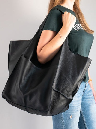 Simple Soft Leather Large Capacity One Shoulder Portable Tote