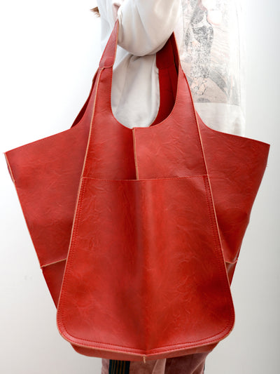 Simple Soft Leather Large Capacity One Shoulder Portable Tote