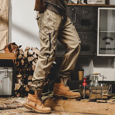 Pantalon cargo ample pour homme avec braguette zippée et bouton-pression
