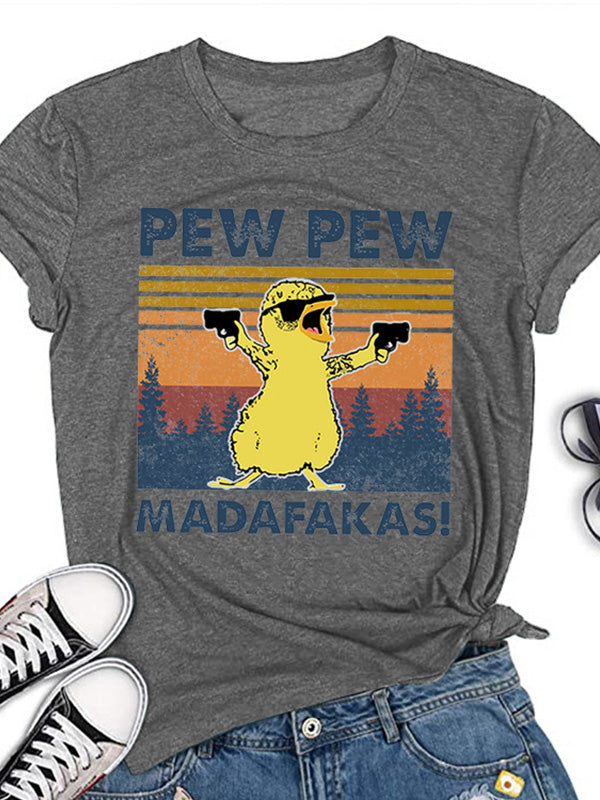 Pew Pew Madafakas Duck Graphic Printed T-Shirt Dark Gray