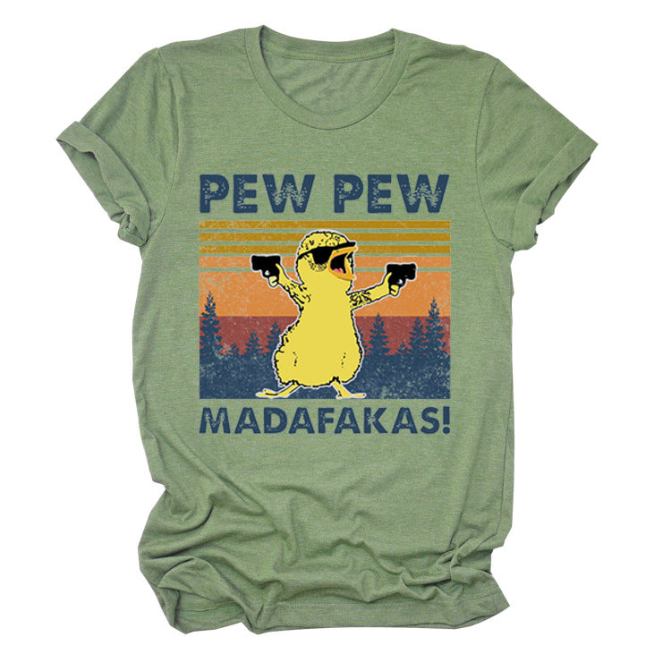 Pew Pew Madafakas Duck Graphic Printed T-Shirt Olive