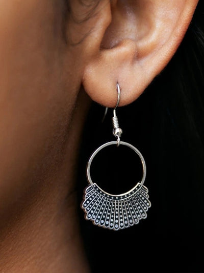 Silver RBG Dissent Collar Drop Earrings