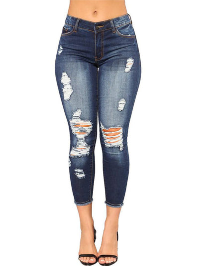 Jean en denim extensible rehaussant la cheville