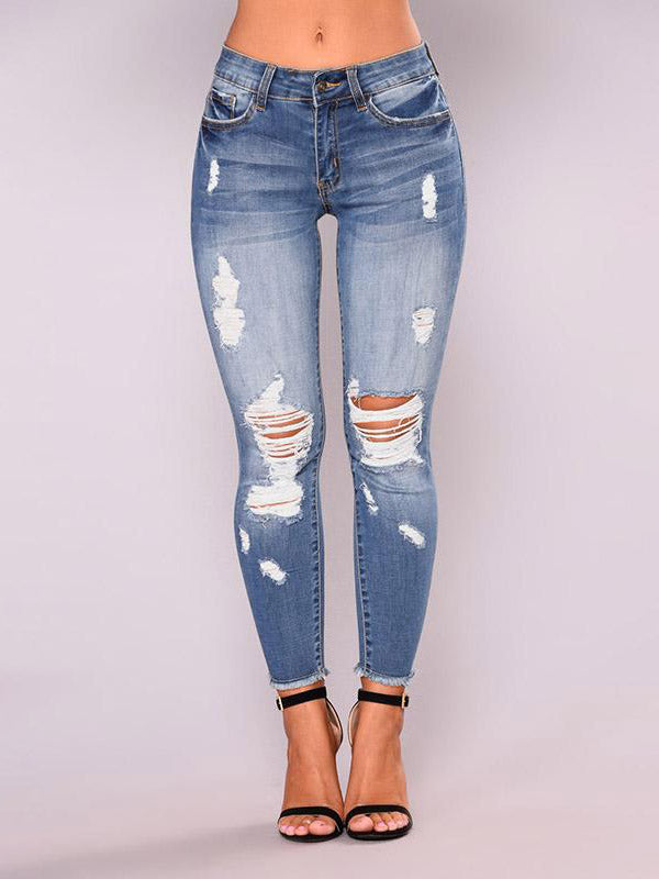 Jean en denim extensible rehaussant la cheville