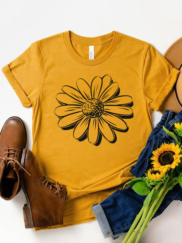 Camiseta con estampado gráfico de pétalos de girasol