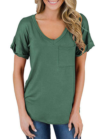 V-neck Beach Pocket T-shirt