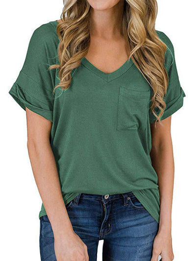 V-neck Beach Pocket T-shirt