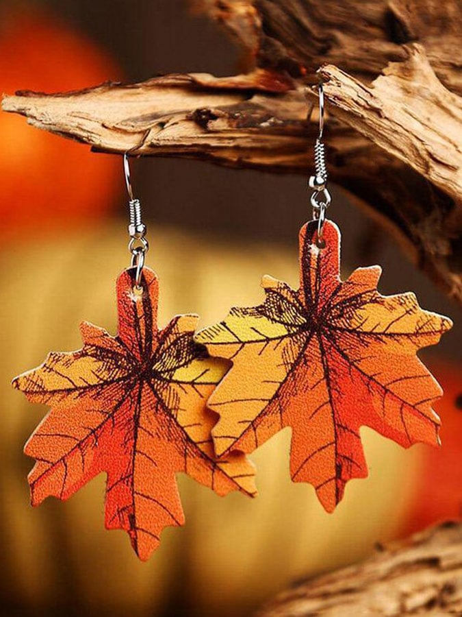 Autumn Maple Leather Earrings