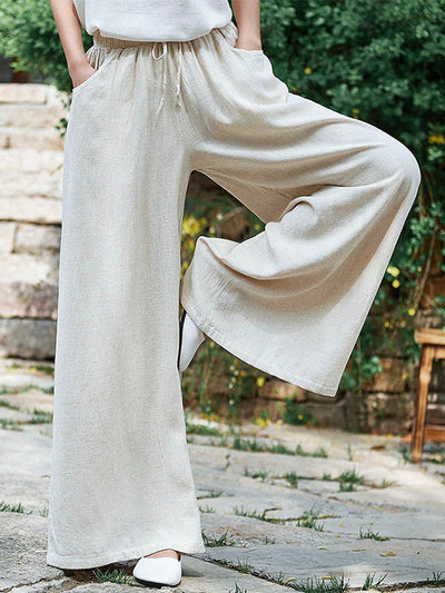 Cotton and Linen Wide Leg Pants