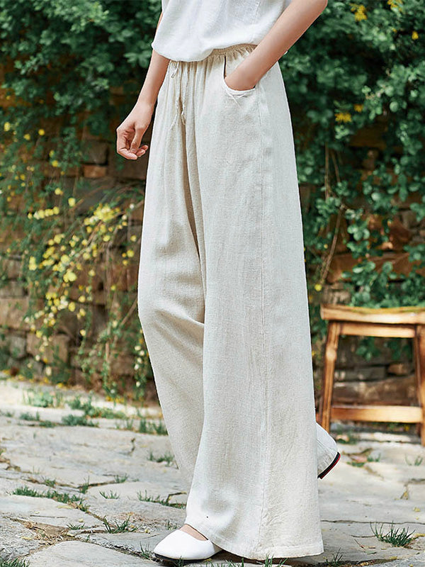 Cotton and Linen Wide Leg Pants