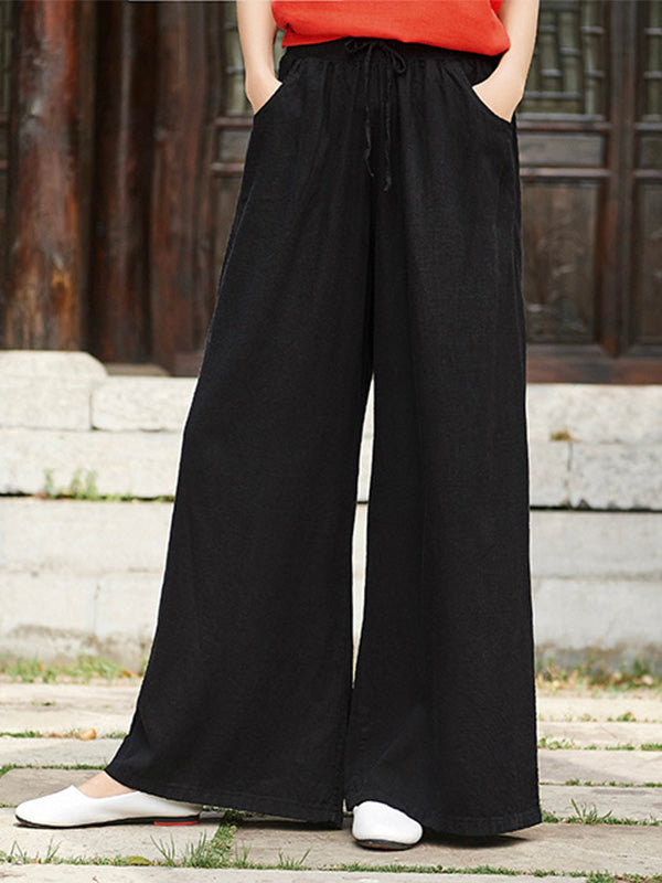 Cotton and Linen Wide Leg Pants