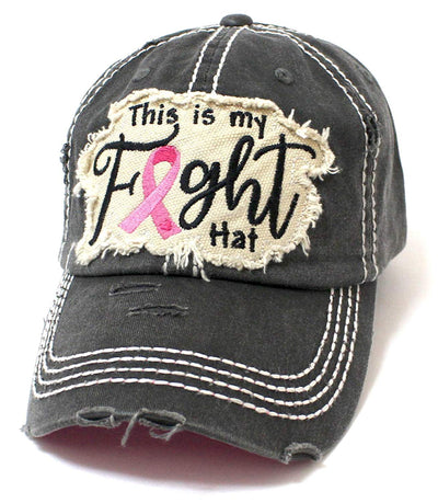 This is My Fight Hat Embroidery Distressed Pink Ribbon Baseball Cap