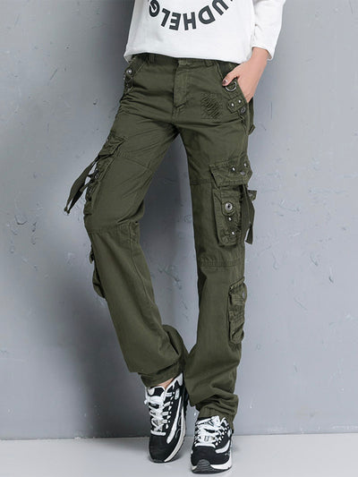 Pantalones cargo sueltos rectos multibolsillos de combate militar