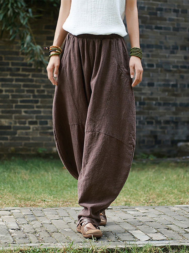 Cotton Linen Casual Long Bloomers