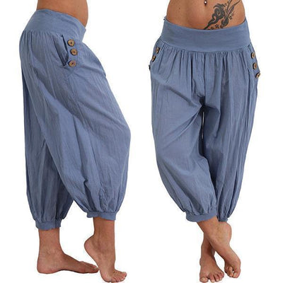 Pantalones harén con cintura elástica suelta Aladdin hasta la rodilla