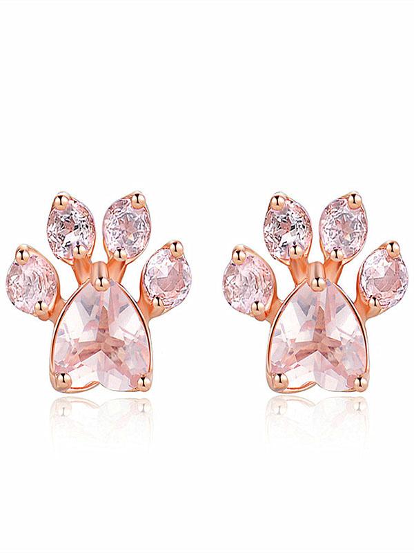 Boucles d'oreilles à empreintes de pas en or rose
