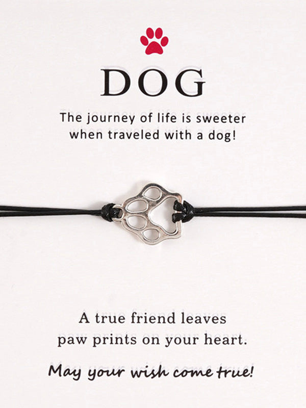 Bracelet ajustable tressé en forme de patte de chien