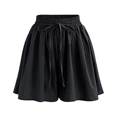Drawstring Culottes With Side Pockets Black