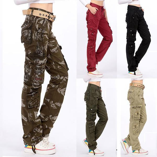 Pantalones holgados con múltiples bolsillos Pantalones cargo multifuncionales