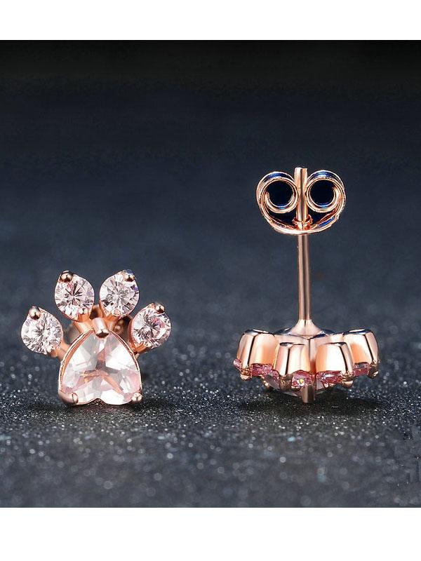 Boucles d'oreilles à empreintes de pas en or rose