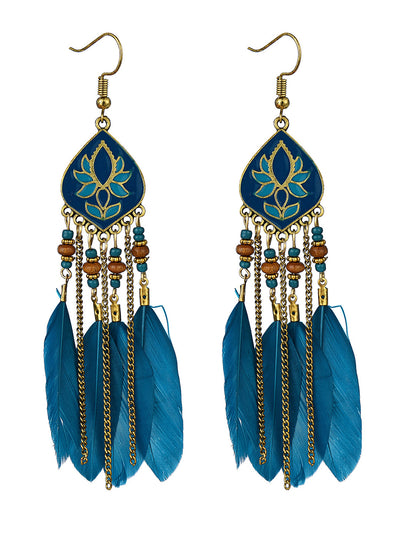 Western Feather Water Drop Earrings