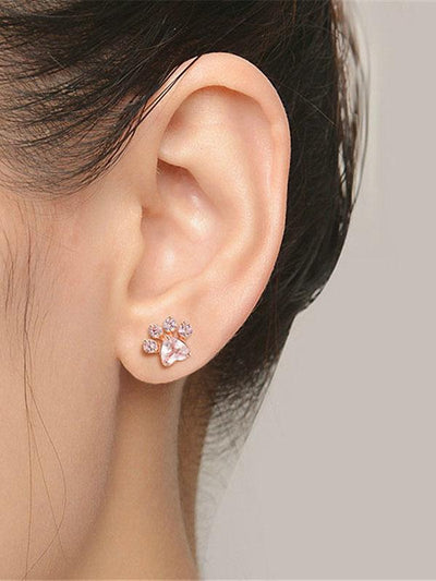 Boucles d'oreilles à empreintes de pas en or rose
