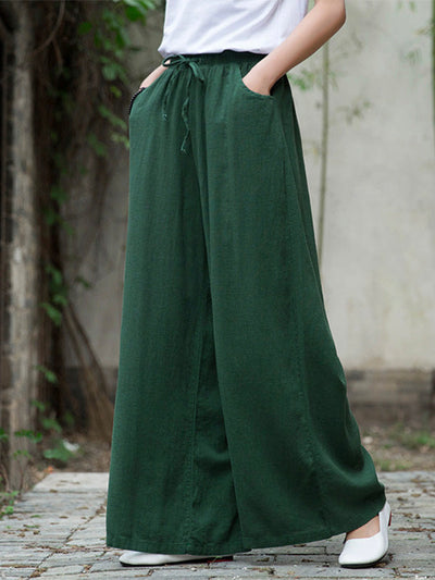 Cotton and Linen Wide Leg Pants