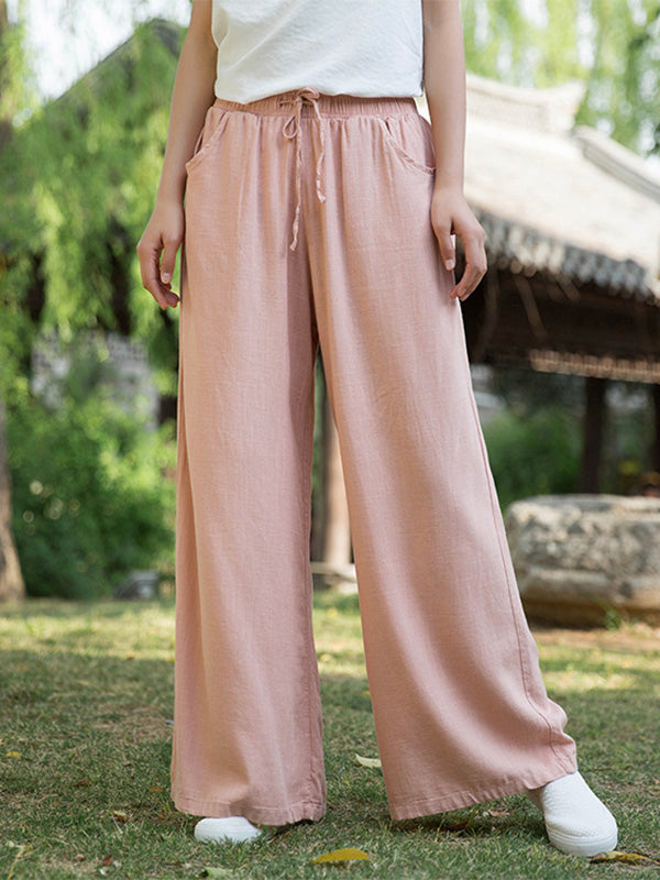 Cotton and Linen Wide Leg Pants