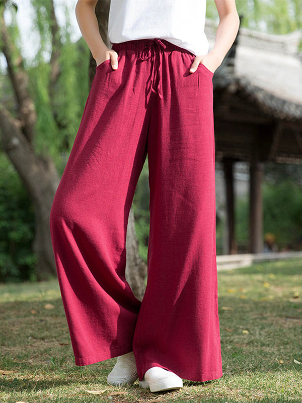 Cotton and Linen Wide Leg Pants