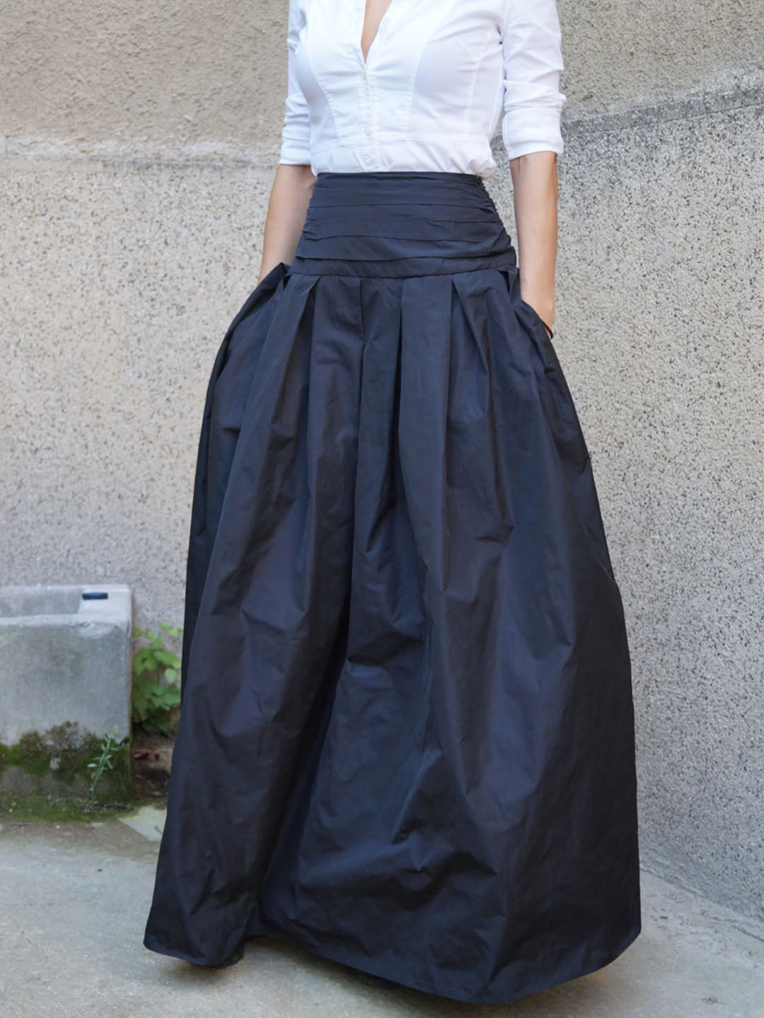 Classic Long Maxi Taffeta Skirt